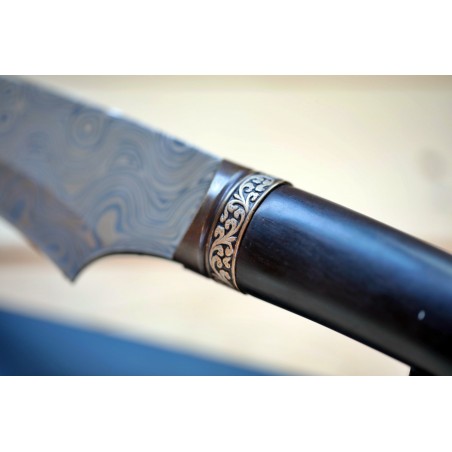 nůž KUKRI mačeta z nerezu - laserovaný vzor damaškové oceli