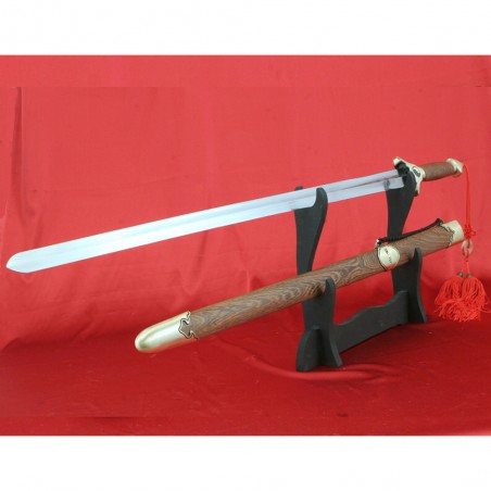 čínský cvičný meč Tai-chi, čepel z pružné nerezové oceli, dřevěná pochva