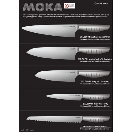 nůž Santoku 180mm - Suncraft MOKA, japonský kuchyňský nůž