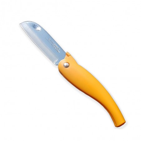 Japonský zavírací nůž na ovoce a zeleninu z nerezové oceli (stainless steel ) 18-8 oranžový