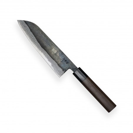 nůž Kamagata / Santoku 170 mm - KIYA Suminagashi Kurouchi Damascus 11 layers