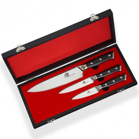 Set of 3 knives Dellinger Mirror SS 3-layers in wooden gift box