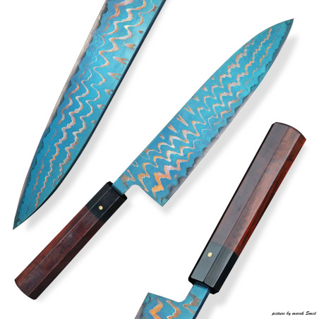 Kuchařský nůž Chef/Gyuto Dellinger Copper Golden Blue Waves