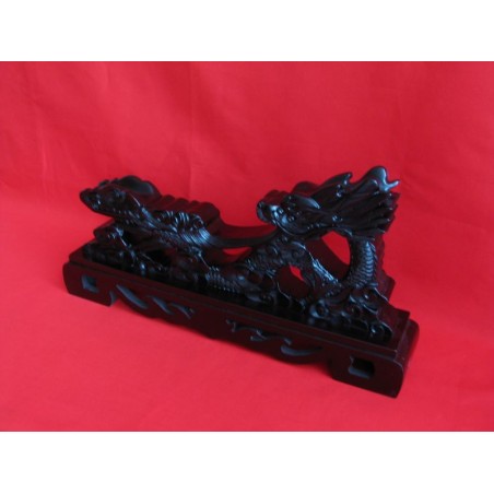 stylový dřevěný stojan na čínské meče a katany - černá lesklá barva.