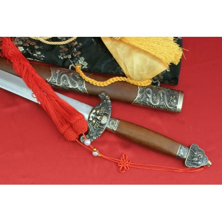 čínský meč dynastie Qing - nebroušený s leštěnou imitací kalení