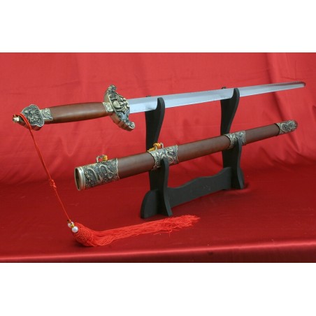 čínský meč dynastie Qing - nebroušený s leštěnou imitací kalení