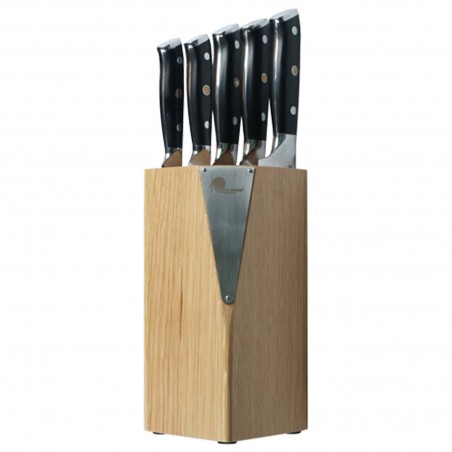 dubový blok (stojan) Dellinger "OAK" pro 5 nožů