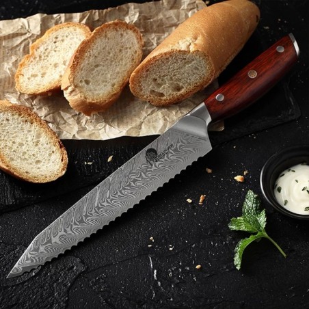 nůž na chléb Bread 8,5" (210mm) Dellinger Rose-Wood Damascus